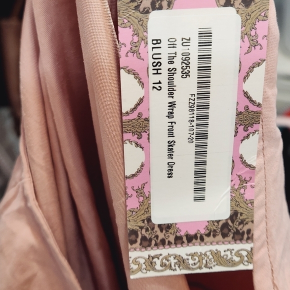 BOOHOO Pink Off the Shoulder Wrap Front Skater Dress Long Sleeves Women's Size 8 - Picture 11 of 12